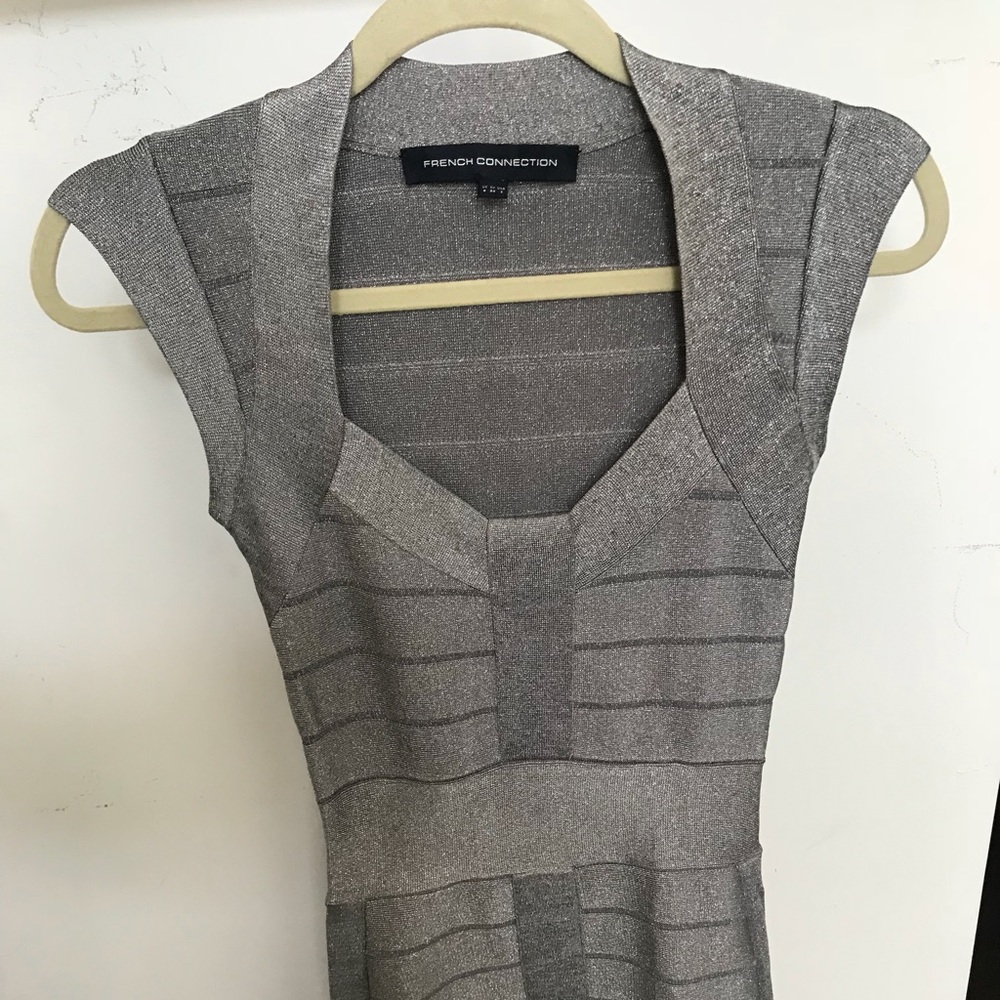 French Connection Silver Bandage Dress